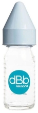 Bottle 110 ml (0-4 months), glass with rubber teat for newborns, blue | Remond dBb (France)