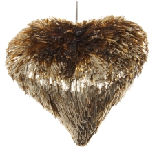 New Years decor Heart made of tinsel, Shishi, 11 cm, art. 57204