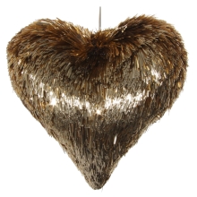 New Years decor Heart made of tinsel, Shishi, 20 cm, art. 57205