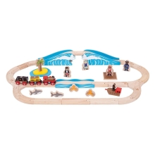 Игрушечная железная дорога Пираты, Bigjigs Toys, 42 элемента, арт. BJT038