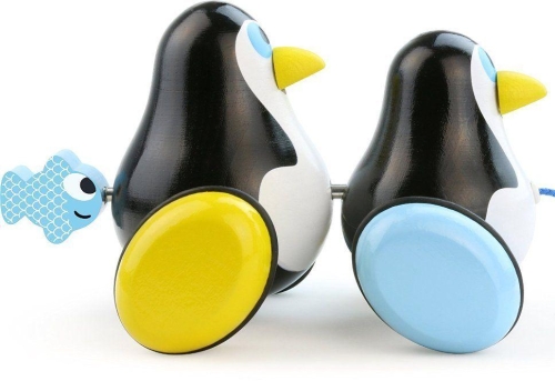 Vilac™ | Іграшка-каталка дитяча, Пінгвіни Ганс і Батіг, Франція