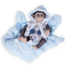Куклы Кукла Обезьянка с одеялом голубая, 36см, Munecas De Cuna (42956)